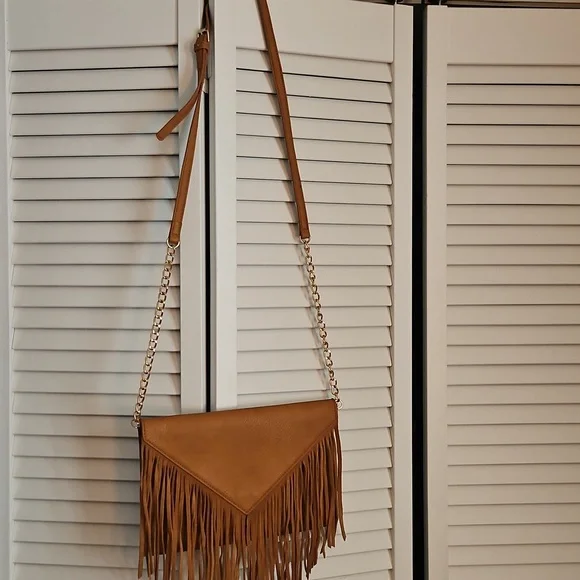 Tan Fringe Envelope Clutch - Picture 2 of 5